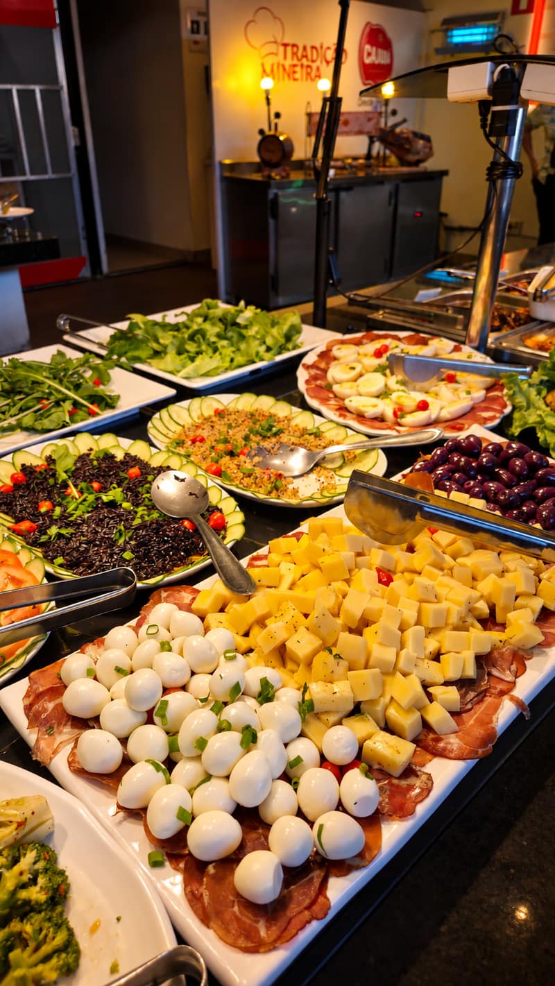 Queijos e frios no buffet do Restaurante Tradição Mineira
